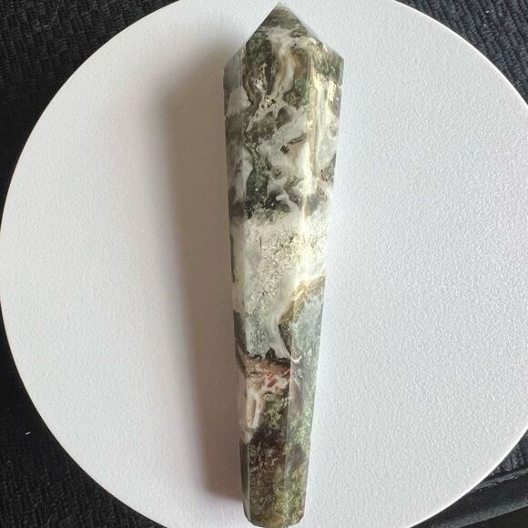 Moss Agate Crystal Meditation Wand (#3) - Picture 11 of 12